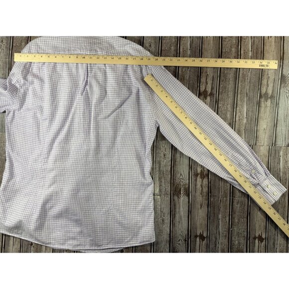 Brunello Cucinelli Plaid Button Down Dress Shirt sz Large color purple white - Picture 6 of 6